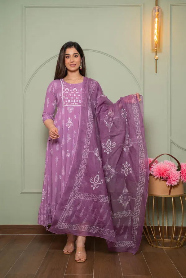 Premium Rayon & Cotton Kurti with Dupatta Set | KS950